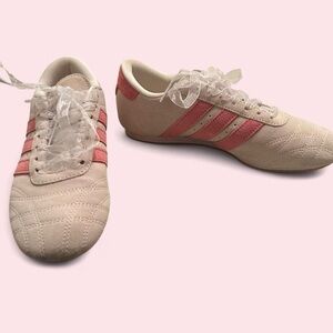 adidas Women's Beige Sneakers with Pink Stripes